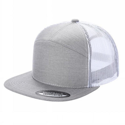 Unbranded 7-Panel Trucker Flat Bill Hat, Blank 7 Panel Mesh Back Cap