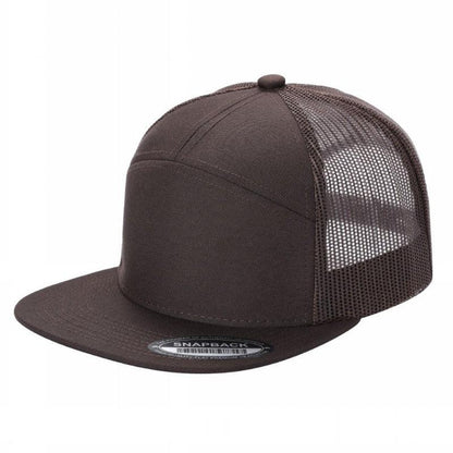 Unbranded 7-Panel Trucker Flat Bill Hat, Blank 7 Panel Mesh Back Cap
