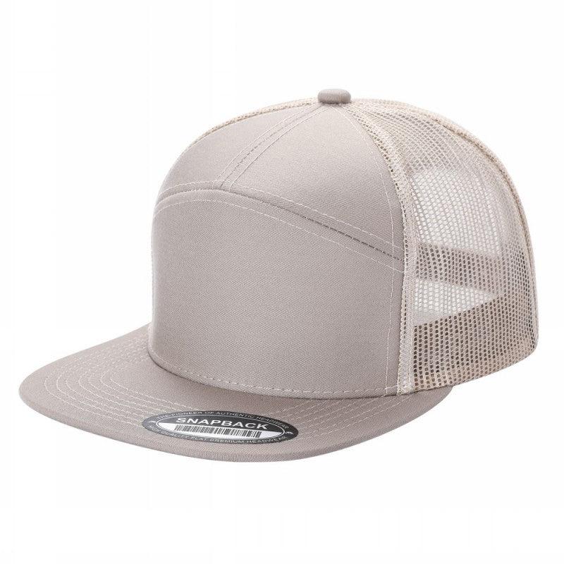Unbranded 7-Panel Trucker Flat Bill Hat, Blank 7 Panel Mesh Back Cap