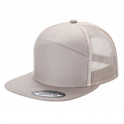 Unbranded 7-Panel Trucker Flat Bill Hat, Blank 7 Panel Mesh Back Cap