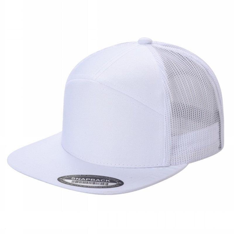 Unbranded 7-Panel Trucker Flat Bill Hat, Blank 7 Panel Mesh Back Cap