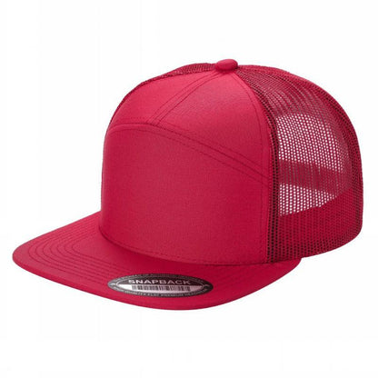 Unbranded 7-Panel Trucker Flat Bill Hat, Blank 7 Panel Mesh Back Cap
