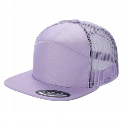 Unbranded 7-Panel Trucker Flat Bill Hat, Blank 7 Panel Mesh Back Cap
