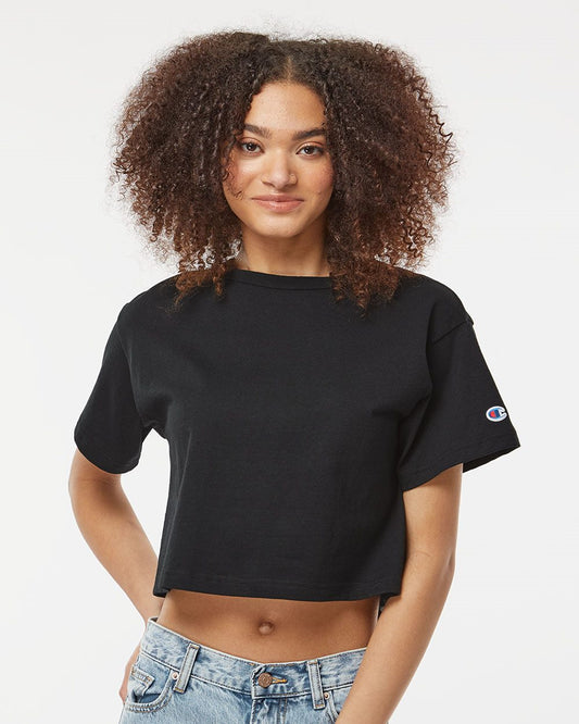 Champion T453W Women's Heritage Jersey Crop T-Shirt - Star Hats & Embroidery