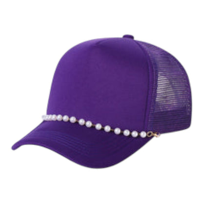 Unbranded Pearl Accent Trucker Mesh Snapback Hat