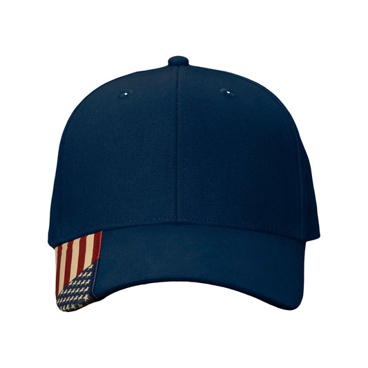Kati AM350S Full Twill Hat with Woven Flag on Visor - Star Hats & Embroidery