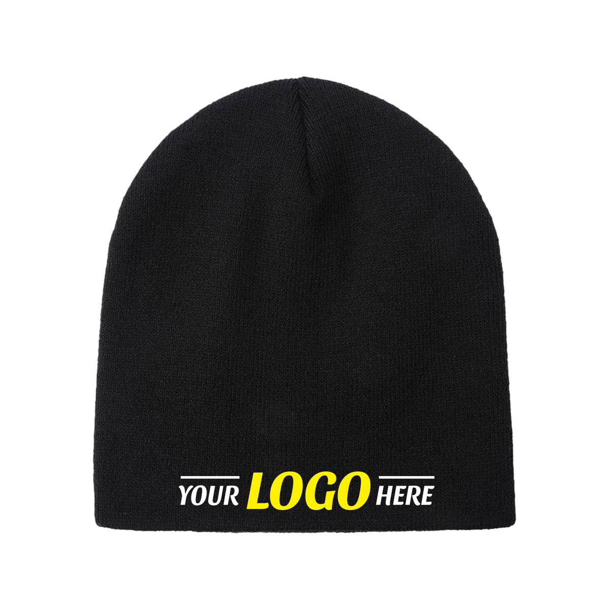 Custom Embroidered Unbranded Short Knit Beanie with Logo