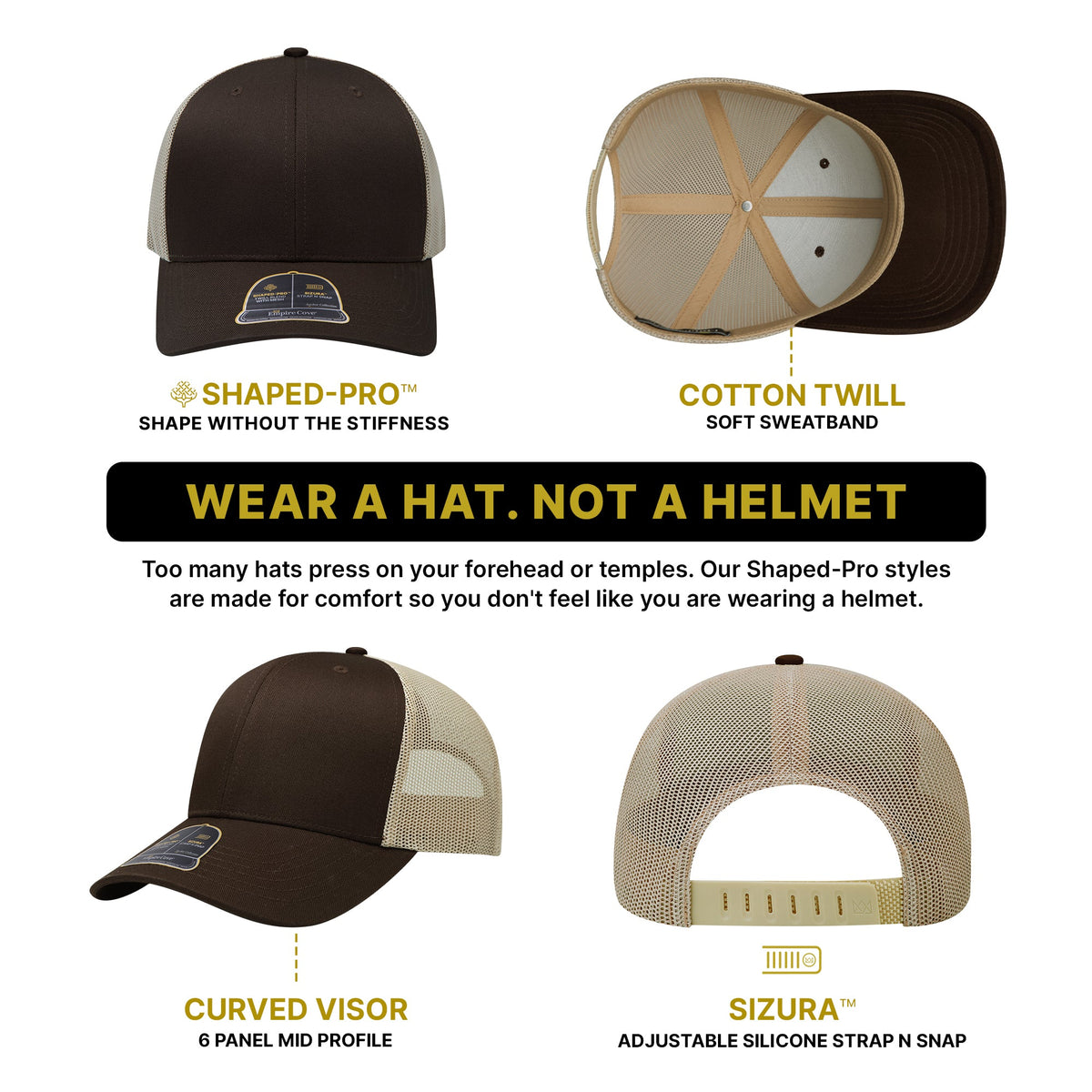 Empire Cove Shaped-Pro 6 Panel Trucker Hat EC001 - Sample