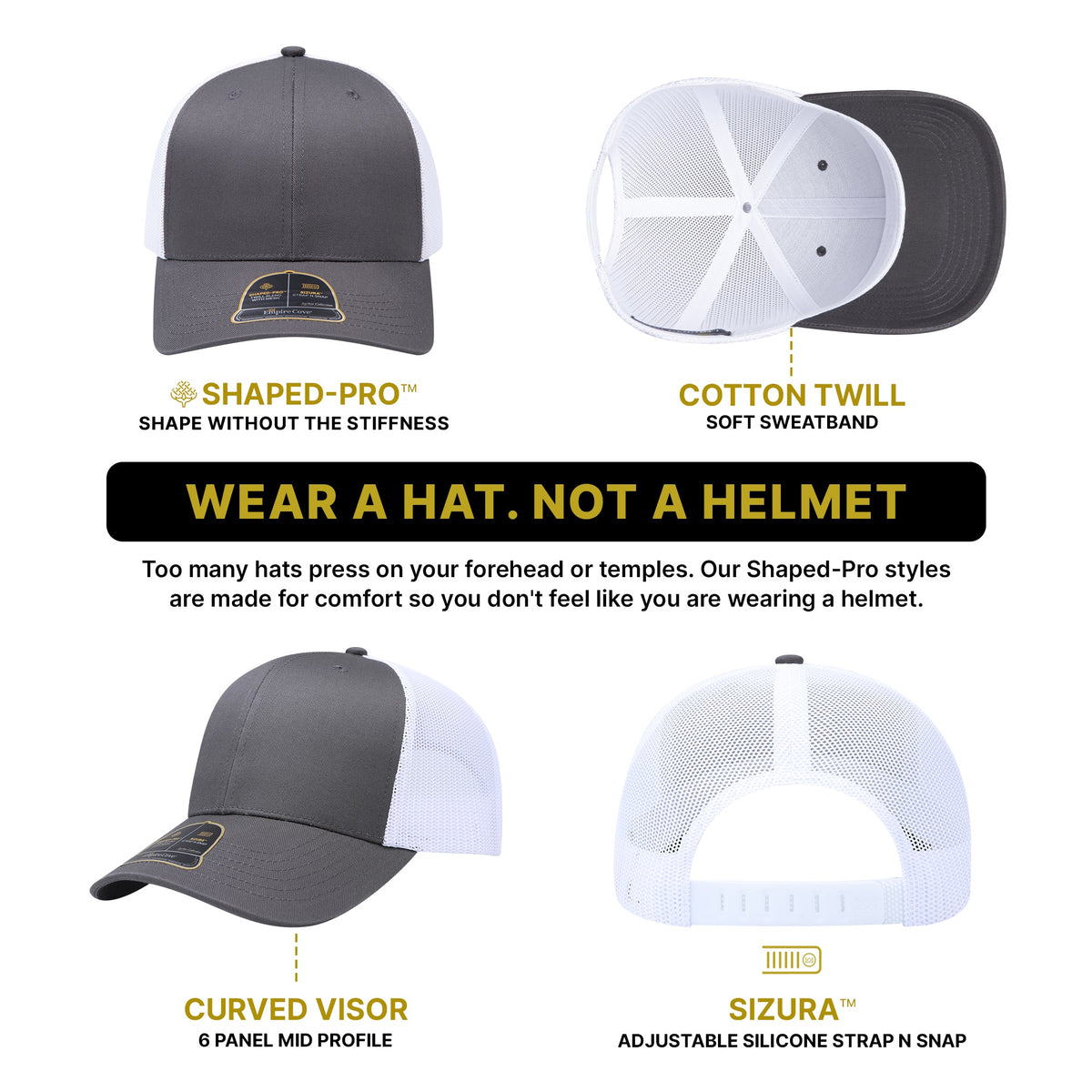 Empire Cove Shaped-Pro 6 Panel Trucker Hat EC001 - Sample