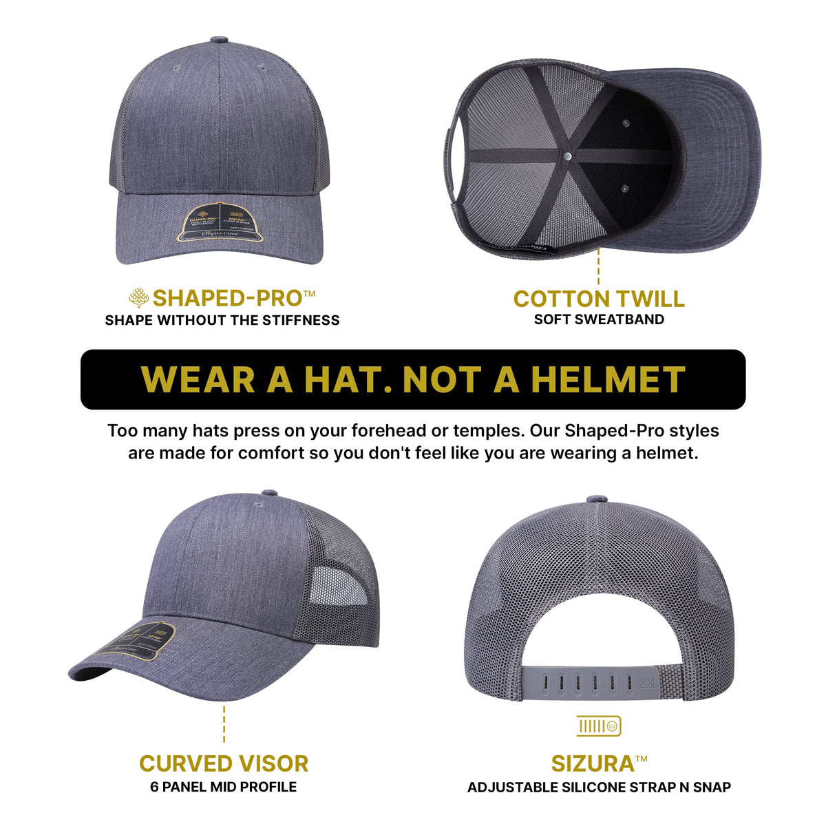 Empire Cove Shaped-Pro 6 Panel Trucker Hat EC001 - Sample