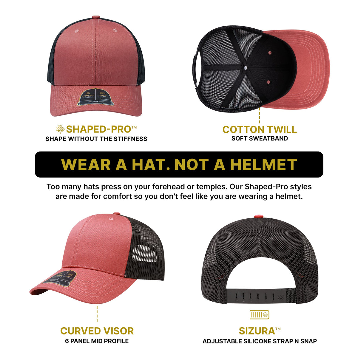 Empire Cove Shaped-Pro 6 Panel Trucker Hat EC001 - Sample