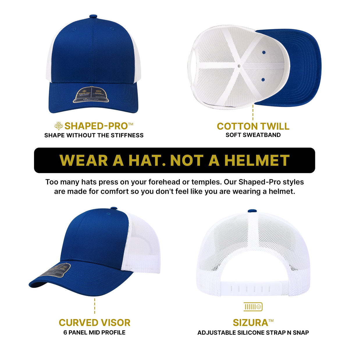 Empire Cove Shaped-Pro 6 Panel Trucker Hat EC001 - Sample