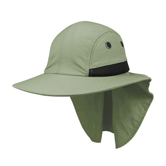 Juniper J7002A 4 Panel Flap Cap with Wide Brim - Star Hats & Embroidery
