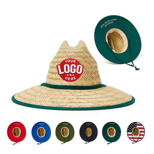 Custom Empire Cove Straw Lifeguard Sun Hats with Cotton Underbrim Coastal Edition - Star Hats & Embroidery