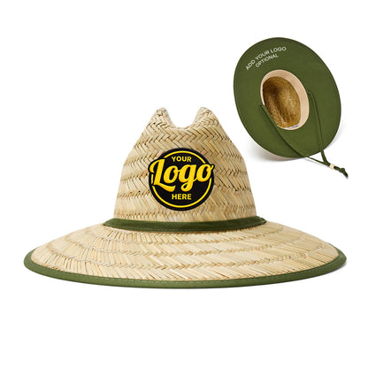 Custom Empire Cove Straw Lifeguard Sun Hats with Cotton Underbrim Coastal Edition