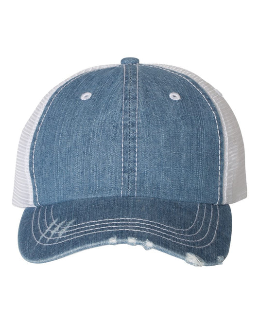 Mega Cap 6990B Herringbone Contrast Stitch Trucker Cap - Star Hats & Embroidery
