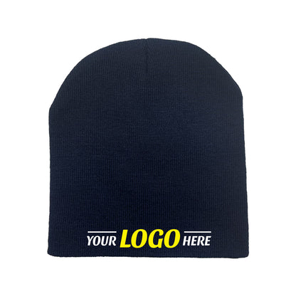 Custom Embroidered Unbranded Short Knit Beanie with Logo