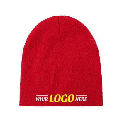 Custom Embroidered Unbranded Short Knit Beanie with Logo