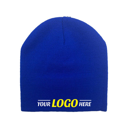 Custom Embroidered Unbranded Short Knit Beanie with Logo