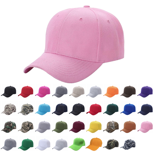 Unbranded Structured Baseball Cap, Blank 6 Panel Hat - Star Hats & Embroidery
