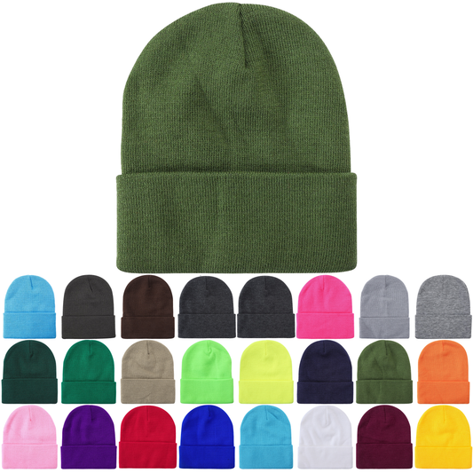 Custom Embroidered Unbranded Long Knit Beanie with Logo - Star Hats & Embroidery