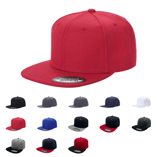 Unbranded Wool Snapback Hat, Blank Flat Bill Cap - Star Hats & Embroidery