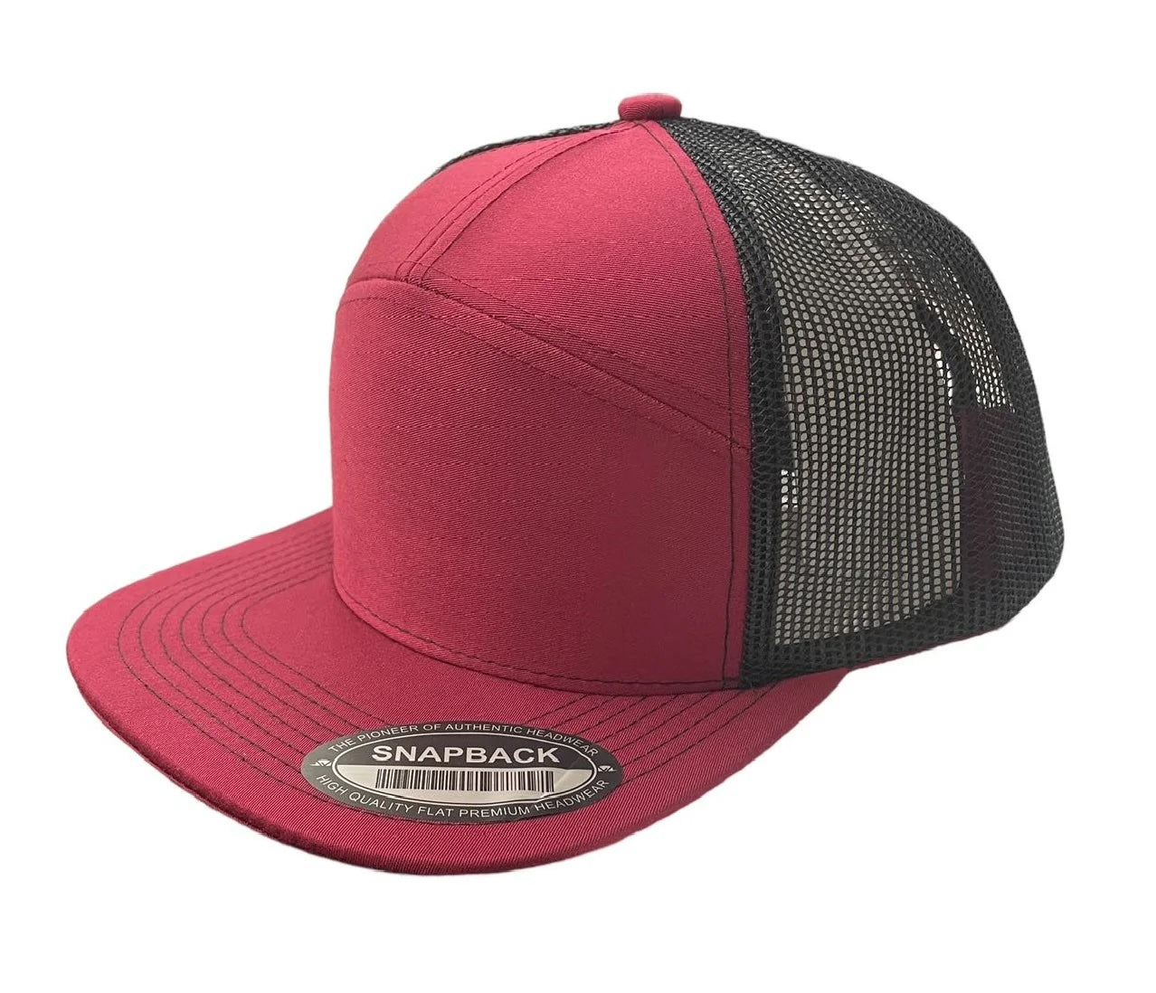 Unbranded 7-Panel Trucker Flat Bill Hat, Blank 7 Panel Mesh Back Cap