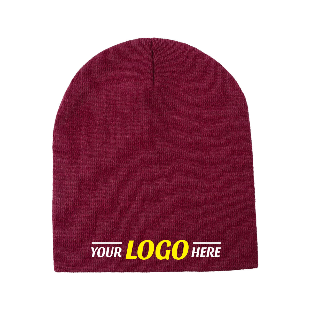 Custom Embroidered Unbranded Short Knit Beanie with Logo