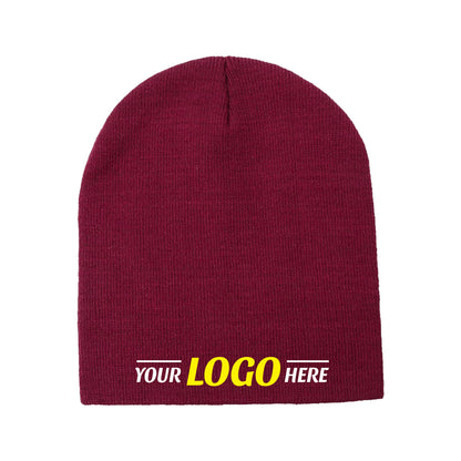 Custom Embroidered Unbranded Short Knit Beanie with Logo