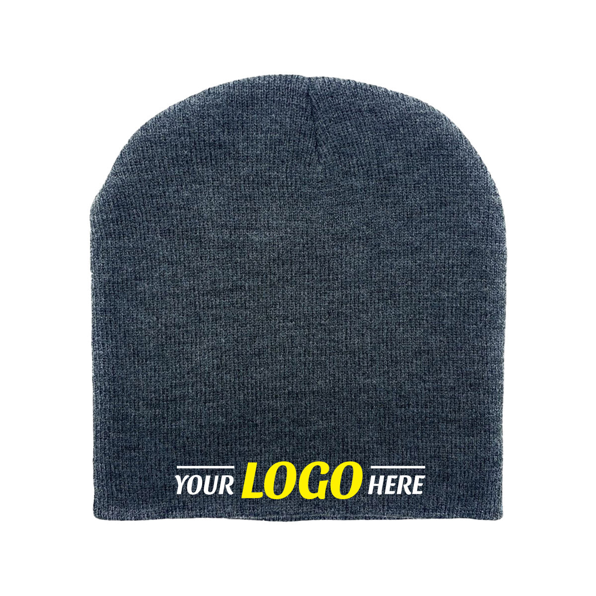 Custom Embroidered Unbranded Short Knit Beanie with Logo