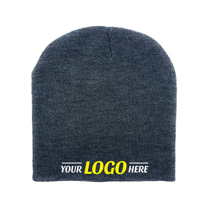 Custom Embroidered Unbranded Short Knit Beanie with Logo