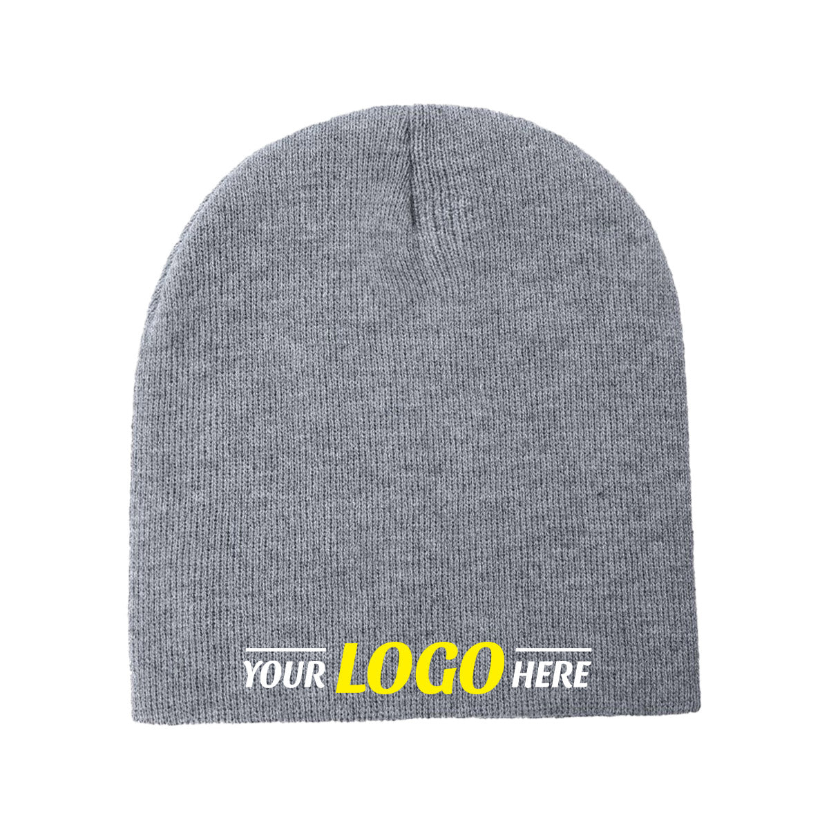 Custom Embroidered Unbranded Short Knit Beanie with Logo