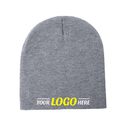 Custom Embroidered Unbranded Short Knit Beanie with Logo