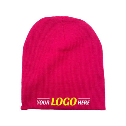 Custom Embroidered Unbranded Short Knit Beanie with Logo
