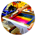 A person doing screen printing