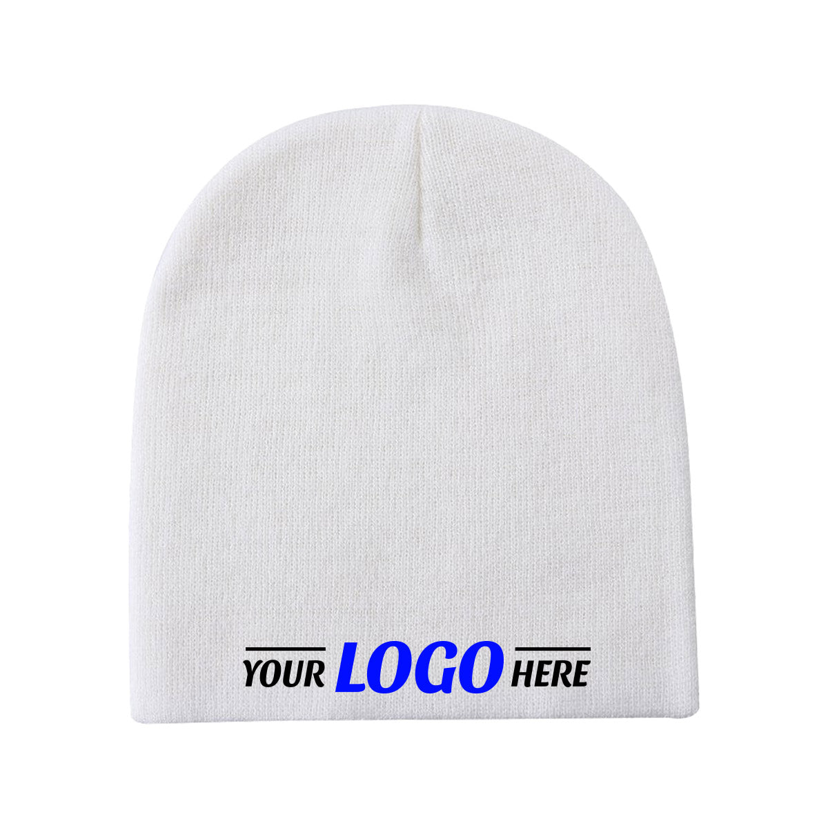 Custom Embroidered Unbranded Short Knit Beanie with Logo