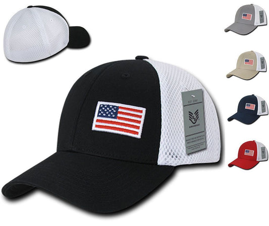1 Dozen Aero Foam Flex USA Flag Military Mesh Baseball Cotton Caps Wholesale Lots-Casaba Shop - Star Hats & Embroidery