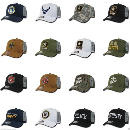 1 Dozen Army Air Force Navy Marines Police Security Trucker Hats Caps Wholesale Lots-Casaba Shop - Star Hats & Embroidery