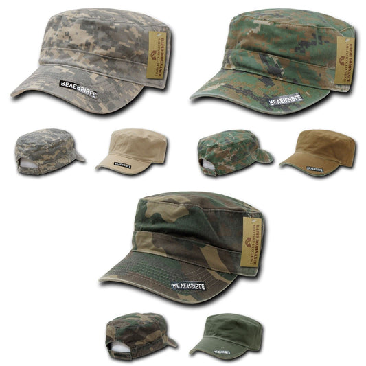 1 Dozen Bdu Patrol Cadet Military Reversible Flat Camo Caps Hats Wholesale Lots-Casaba Shop - Star Hats & Embroidery