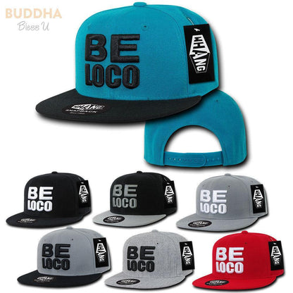 1 Dozen Be Loco 6 Panel Retro Flat Bill Constructed Snapback Hats Caps Wholesale Lots-Casaba Shop