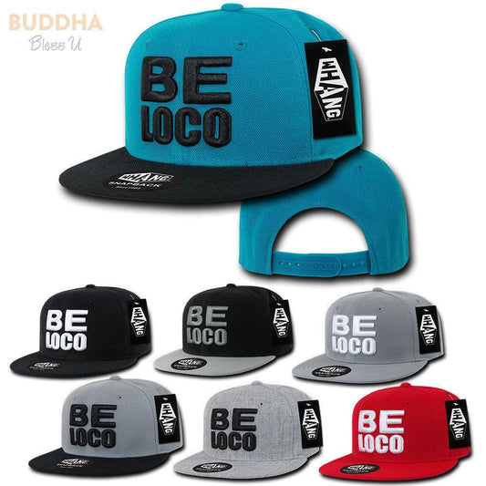 1 Dozen Be Loco 6 Panel Retro Flat Bill Constructed Snapback Hats Caps Wholesale Lots-Casaba Shop - Star Hats & Embroidery