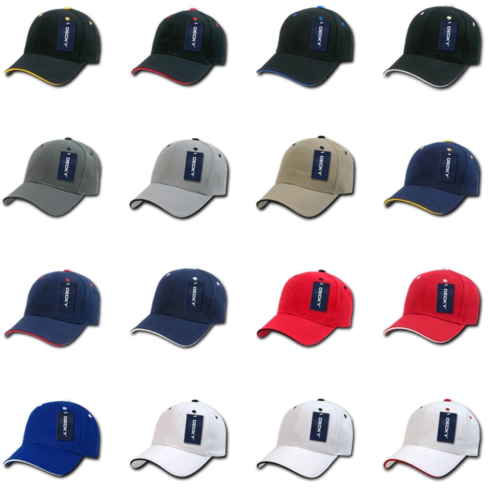 1 Dozen Blank Decky Sandwich Visor Pro Baseball Hats Caps Wholesale Lot-Casaba Shop