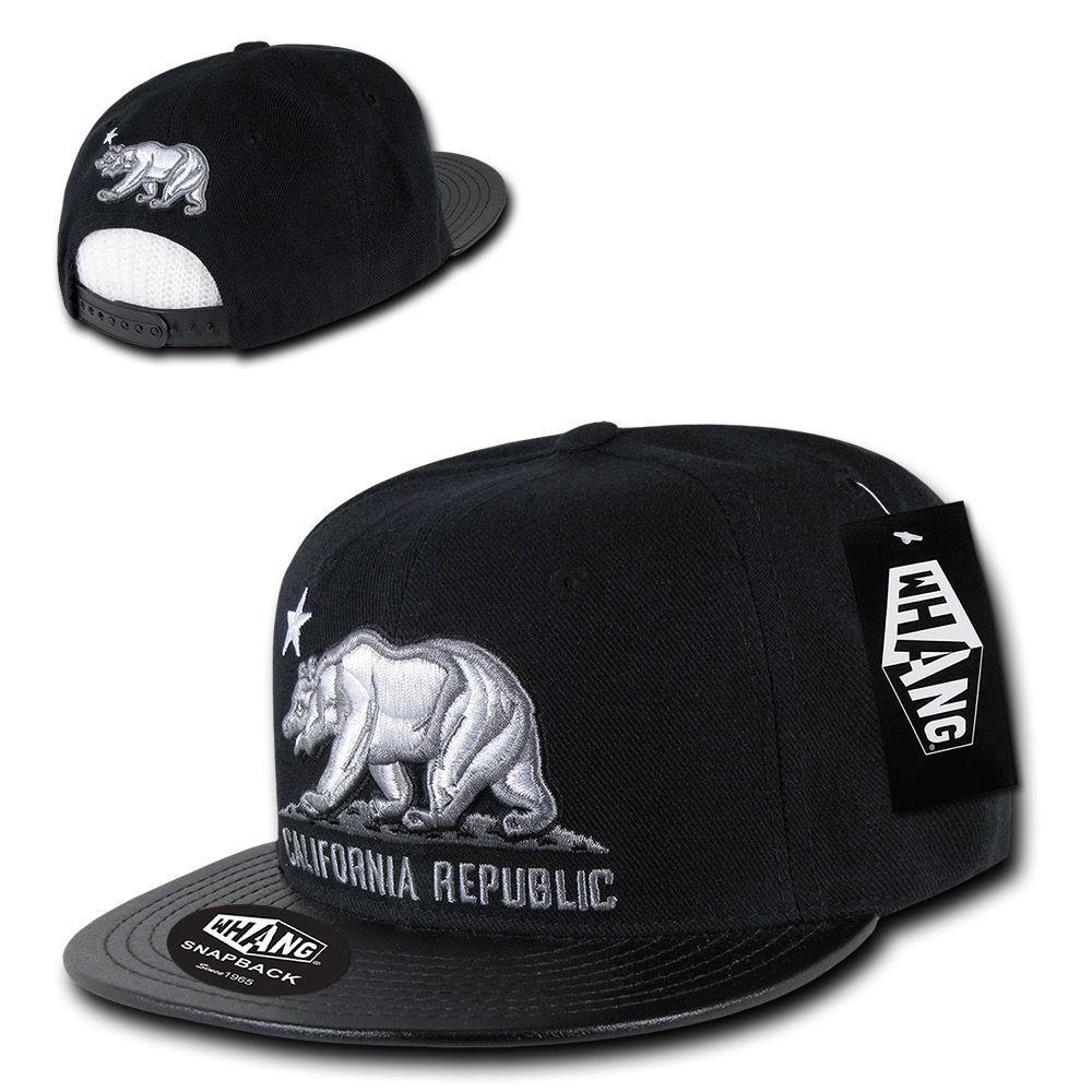 1 Dozen California Republic 6 Panel Flat Vinyl Bill Snapback Hats Caps Wholesale Bulk-Casaba Shop