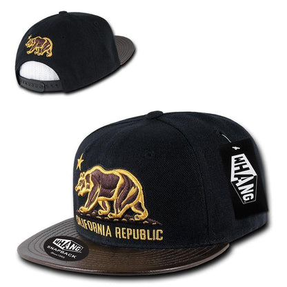 1 Dozen California Republic 6 Panel Flat Vinyl Bill Snapback Hats Caps Wholesale Bulk-Casaba Shop