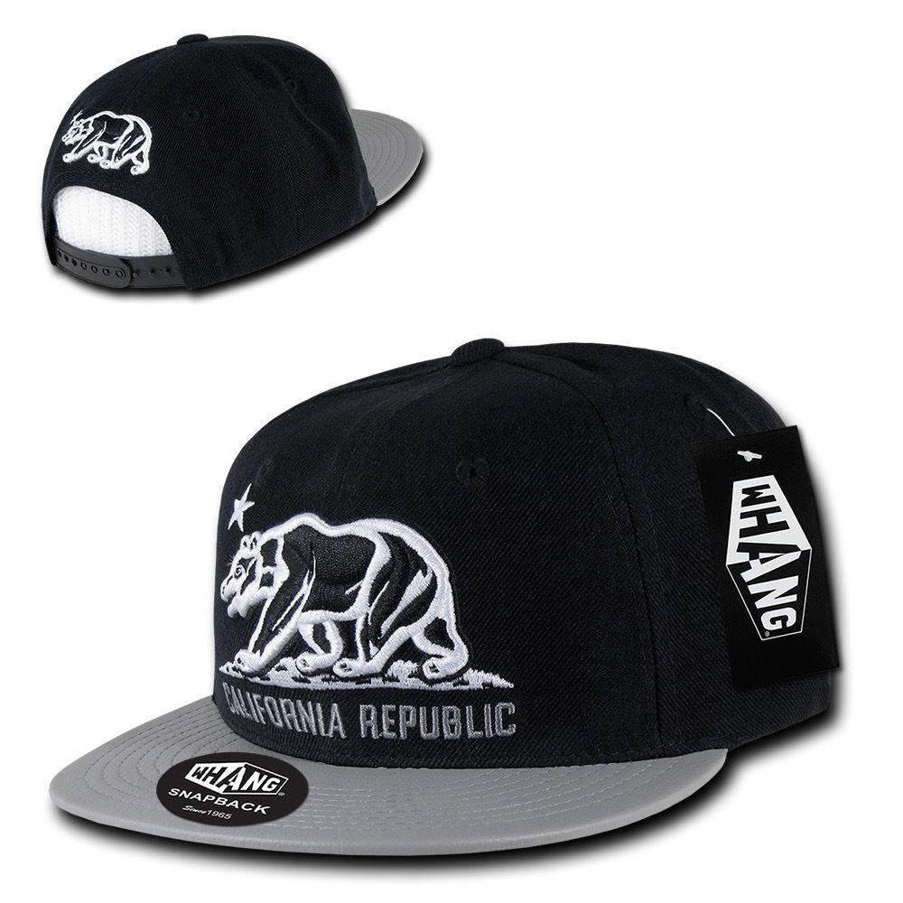 1 Dozen California Republic 6 Panel Flat Vinyl Bill Snapback Hats Caps Wholesale Bulk-Casaba Shop
