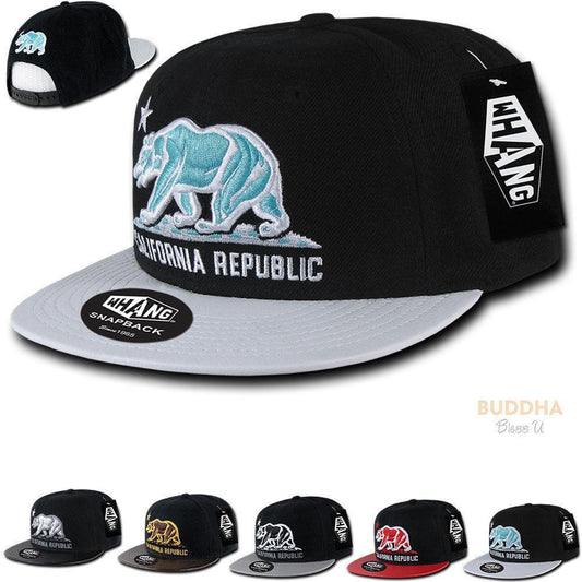 1 Dozen California Republic 6 Panel Flat Vinyl Bill Snapback Hats Caps Wholesale Bulk-Casaba Shop - Star Hats & Embroidery
