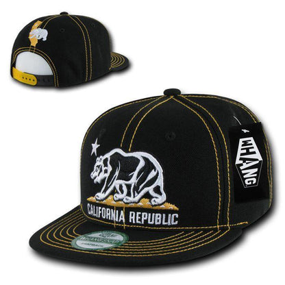 1 Dozen California Republic Bear Contra Stitch Flat Bill Snapback Hat Wholesale Bulk-Casaba Shop