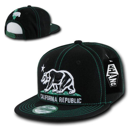 1 Dozen California Republic Bear Contra Stitch Flat Bill Snapback Hat Wholesale Bulk-Casaba Shop