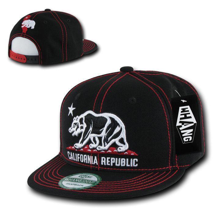 1 Dozen California Republic Bear Contra Stitch Flat Bill Snapback Hat Wholesale Bulk-Casaba Shop
