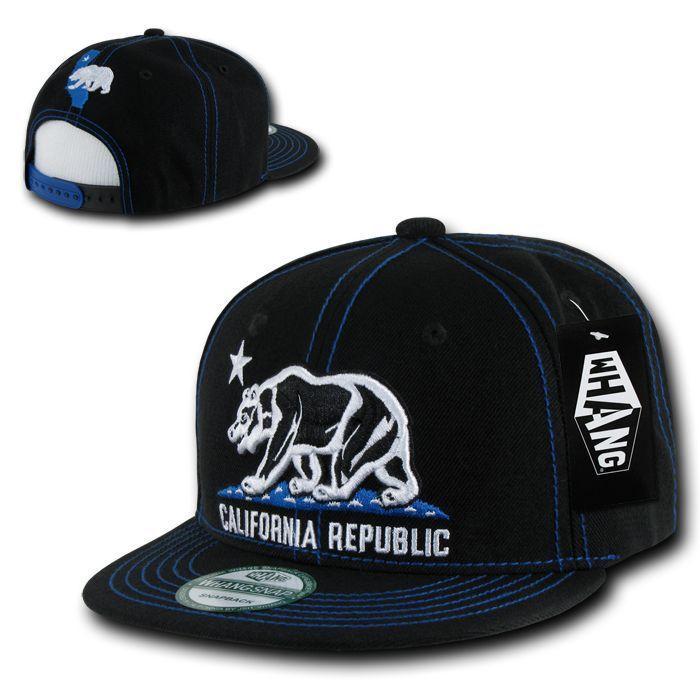 1 Dozen California Republic Bear Contra Stitch Flat Bill Snapback Hat Wholesale Bulk-Casaba Shop